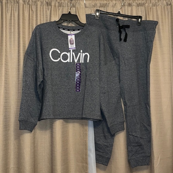 Calvin Klein Tops - Calvin Klein 2 piece Sweatshirt & Jogger set Dark Gray Heather Womens XXL